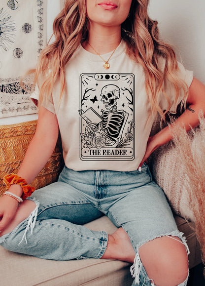 The Reader Skeleton Tarot Card Book Shirt - Literary Lover Gift, Book Shirt, Book Lovers Shirt, Bookish Shirt, Book Merch