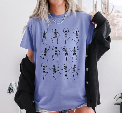 Dancing Skeletons Halloween Shirt - Funny Unisex Tee Skeleton Halloween Shirt