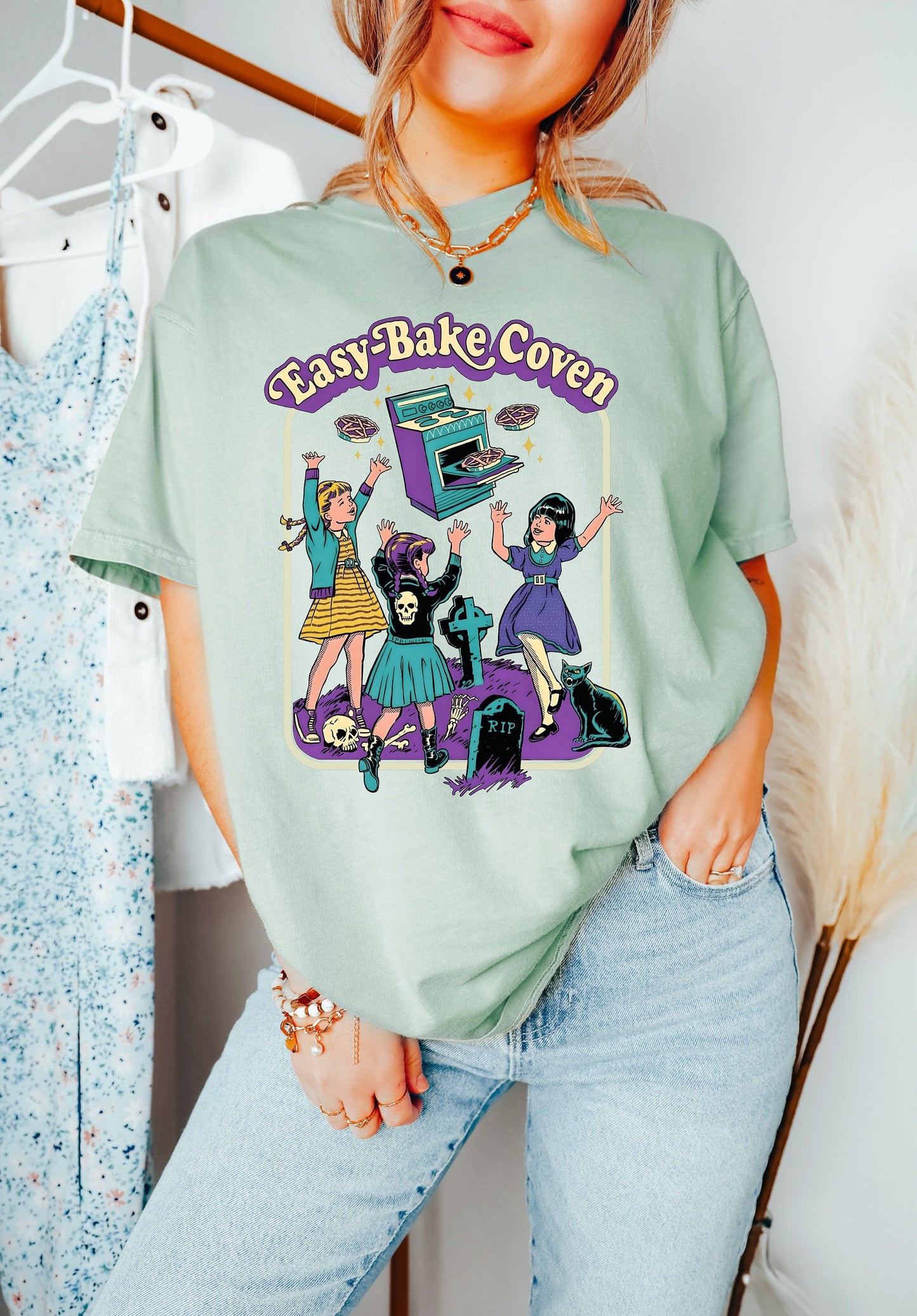 Easy Bake Coven Shirt, Funny Halloween T-Shirt, Spooky Party Shirt, Oversized T-Shirt, Halloween Tee, Comfort Colors Shirt