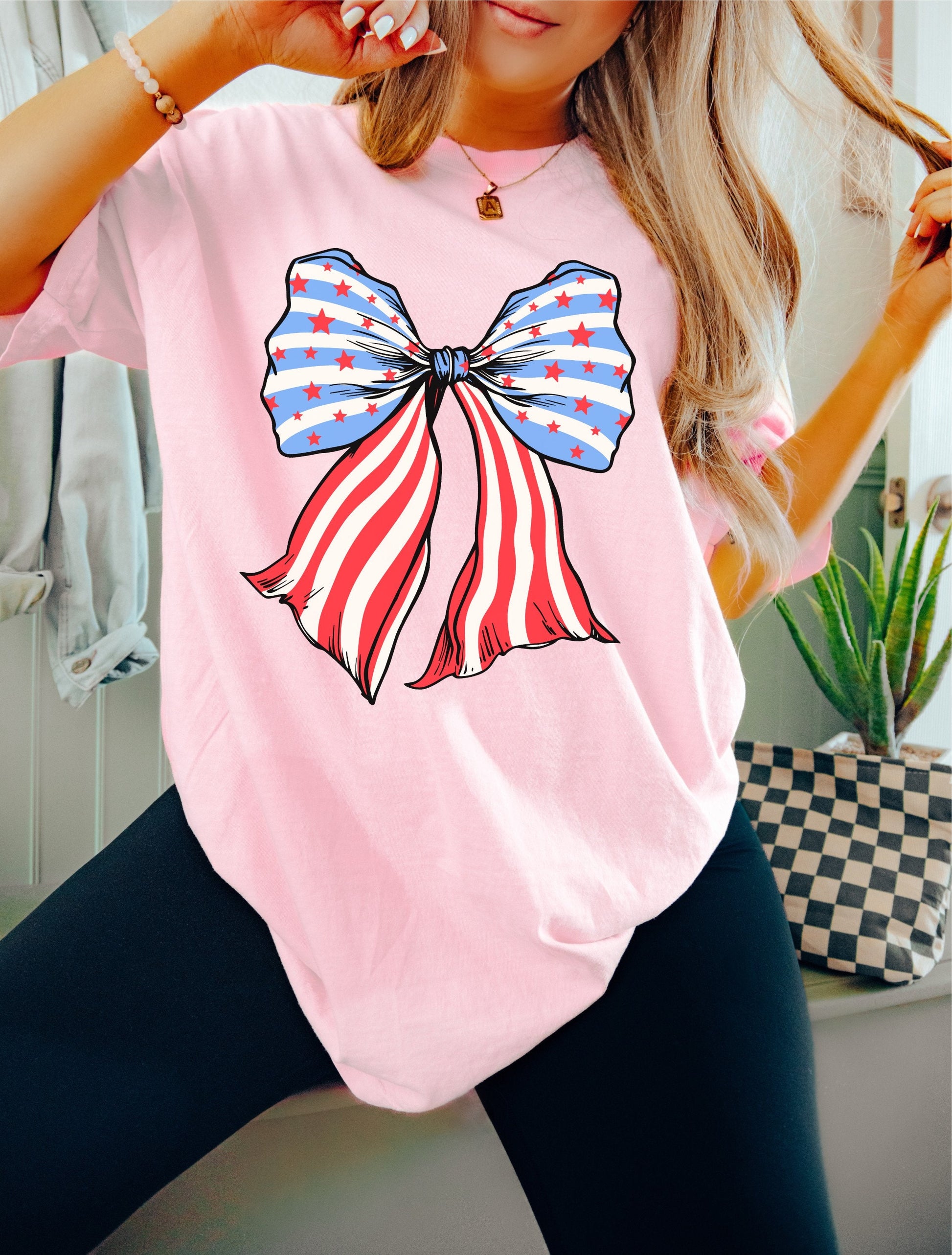 July 4th Shirt, Coquette 4th of July Shirt, USA Shirt, Retro 4th of July Shirt, Comfort Colors® Shirt, Summertime Tee, Pinwheels and Bows