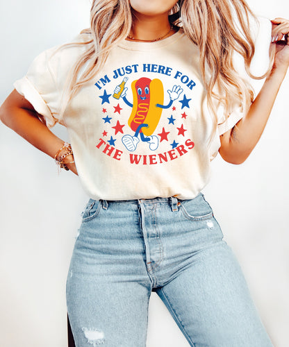 I'm Just Here for the Wieners July 4th Shirt, Funny Hot Dog 4th of July Shirt, USA Shirt, Retro 4th of July Shirt, BBQ Shirt, Summertime Tee