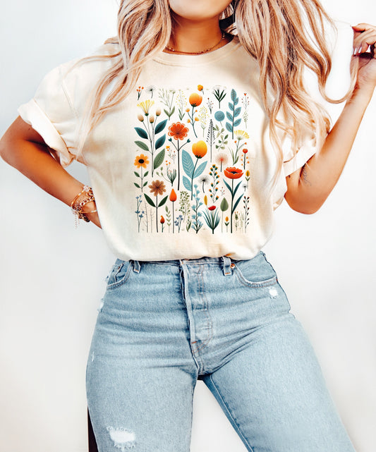 Cottage Floral Wildflowers Shirt Garden Lover Shirt Flower Lover Shirt Wild Flowers Shirt Floral Shirt