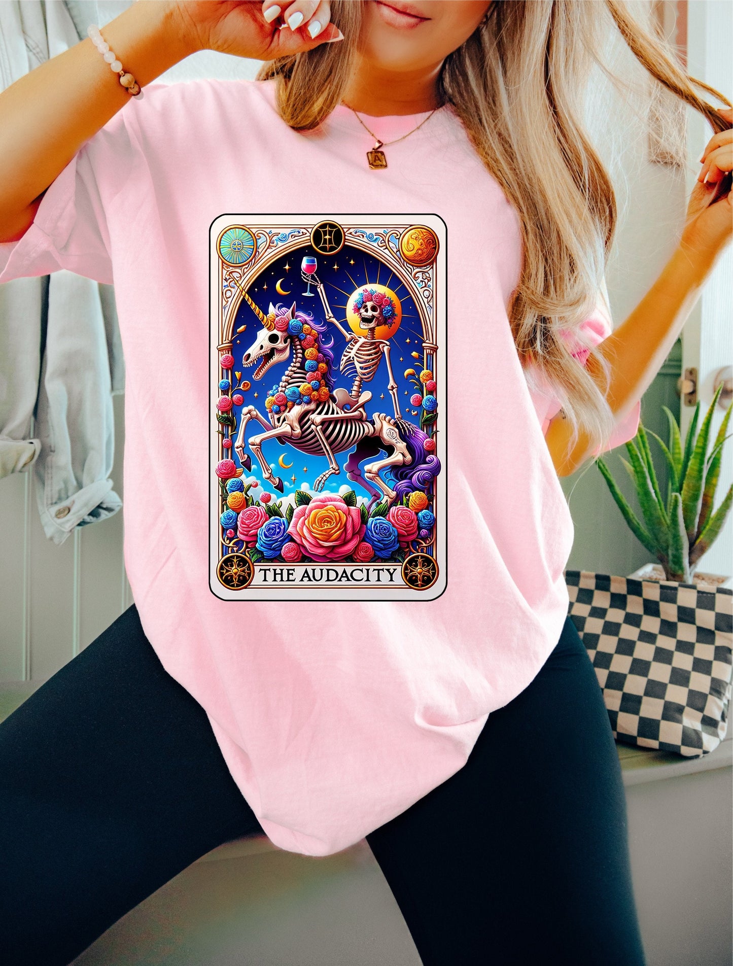 The Audacity Shirt Funny Gift Unisex Shirt Gift for Her Retro Shirt Vintage Graphic Tee Shirt Skeleton TShirt Funny Tarot Card Shirt