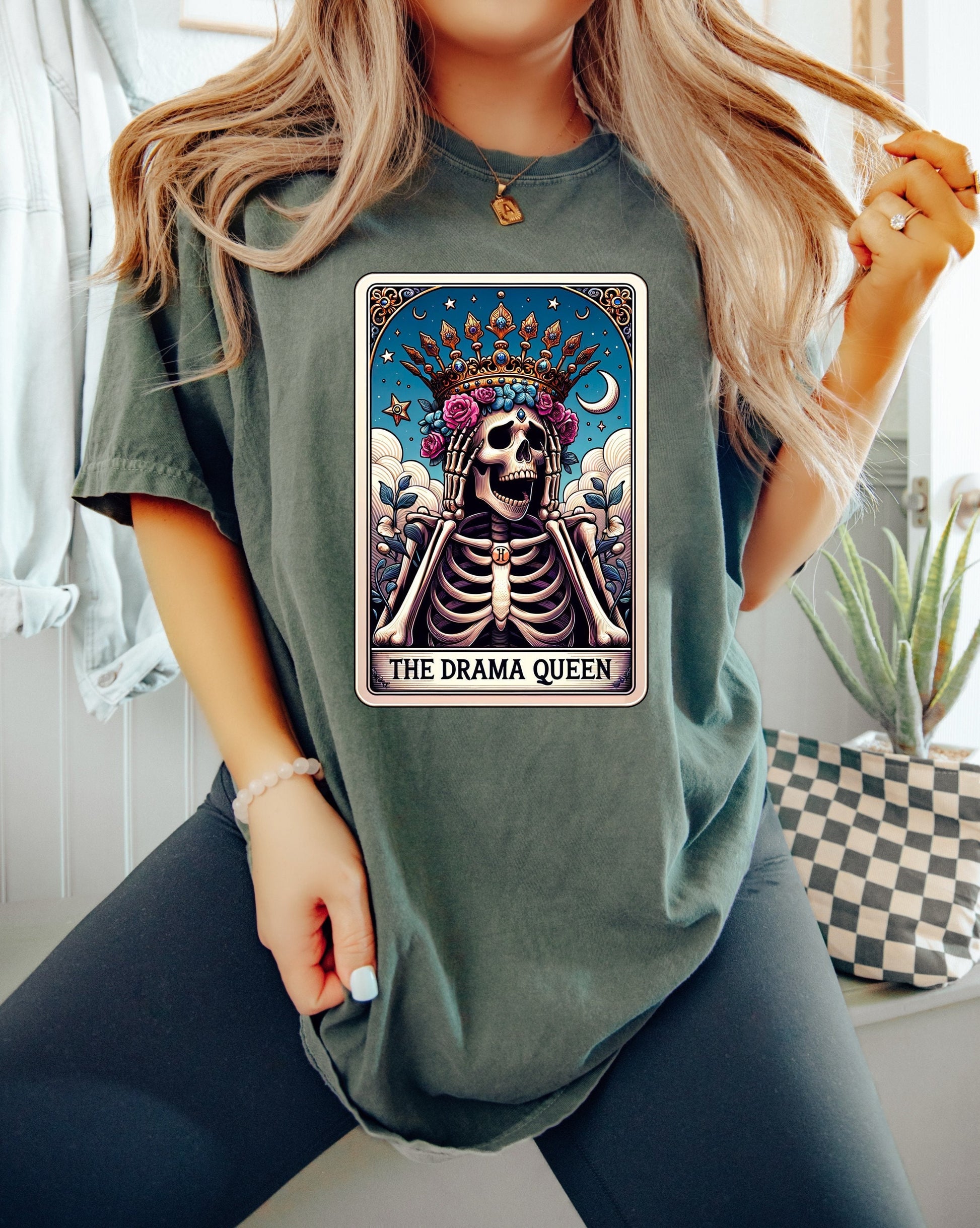 The Drama Queen Shirt Funny Gift Unisex Shirt Gift for Her Retro Shirt Vintage Graphic Tee Shirt Skeleton TShirt Funny Tarot Card Shirt