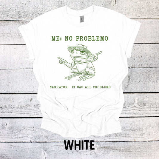 Me Problemo Shirt, Frog Graphic Shirt Vintage Funny Shirt Nostalgia Shirt Cotton Shirt Minimalist Shirt