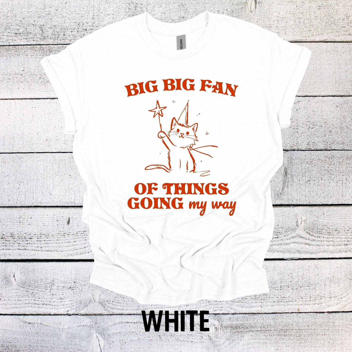 Big Big Fan of Things Going My Way Shirt, Cat Graphic Shirt, Vintage Funny Shirt Nostalgia Shirt Cotton Shirt Minimalist Shirt