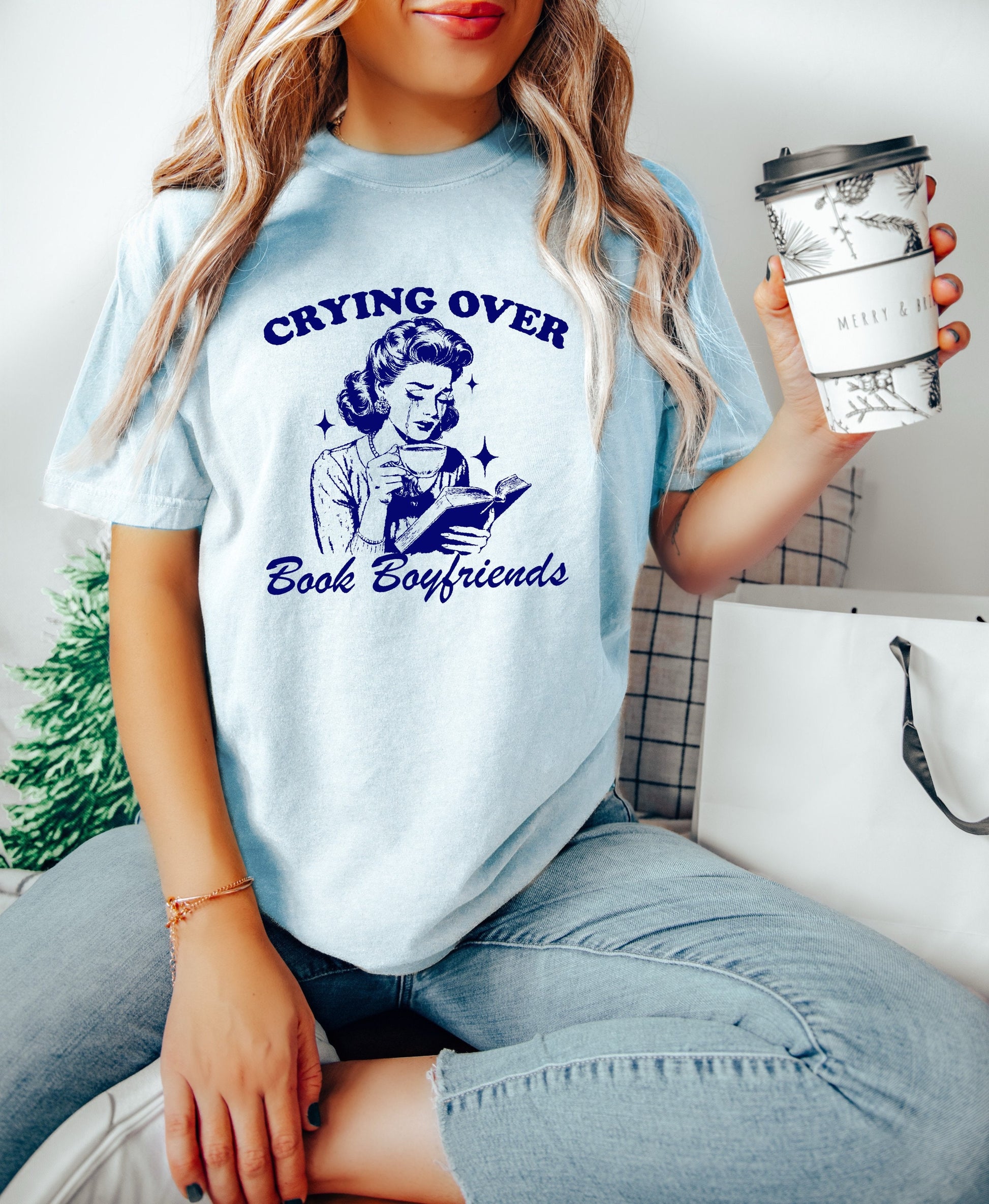 Crying over Book Boyfriends Shirt - Literary Lover Gift, Book Shirt, Book Lovers Shirt, Bookish Shirt, Book Merch