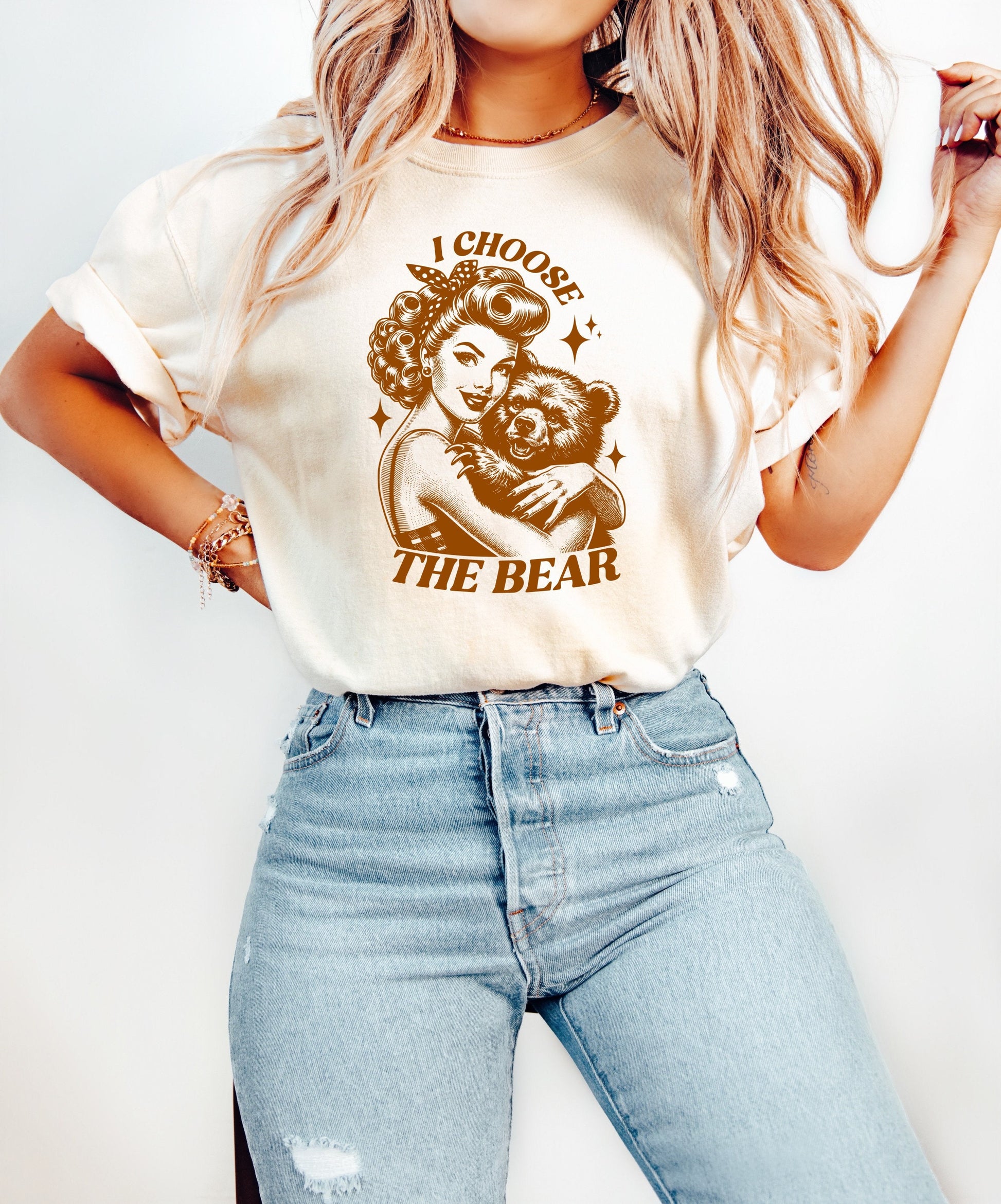 I Choose the Bear Shirt, Oversized Shirt, Retro Housewife, Funny Sarcastic Adult Humor, Trendy Tee, Comfort Colors Shirt