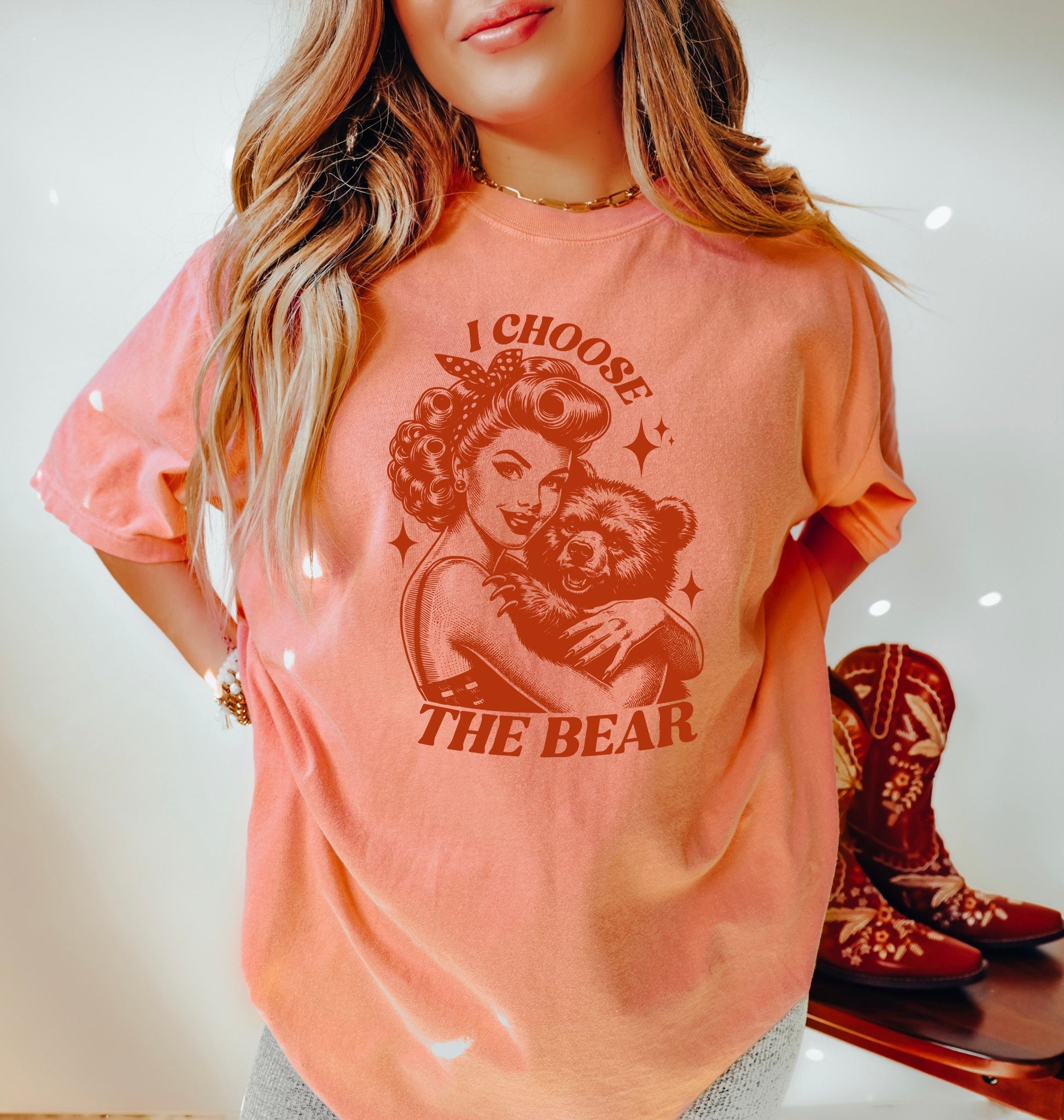 I Choose the Bear Shirt, Oversized Shirt, Retro Housewife, Funny Sarcastic Adult Humor, Trendy Tee, Comfort Colors Shirt