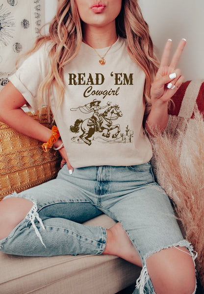 Western Chic: Graphic Tee with Read 'Em Cowgirl Book Design