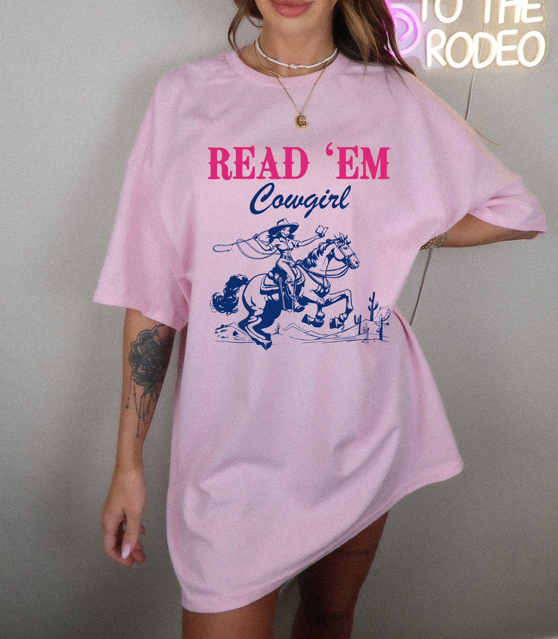 Western Chic: Graphic Tee with Read 'Em Cowgirl Book Design