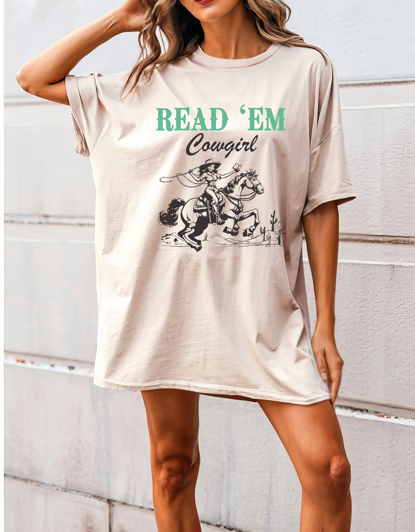 Western Chic: Graphic Tee with Read 'Em Cowgirl Book Design