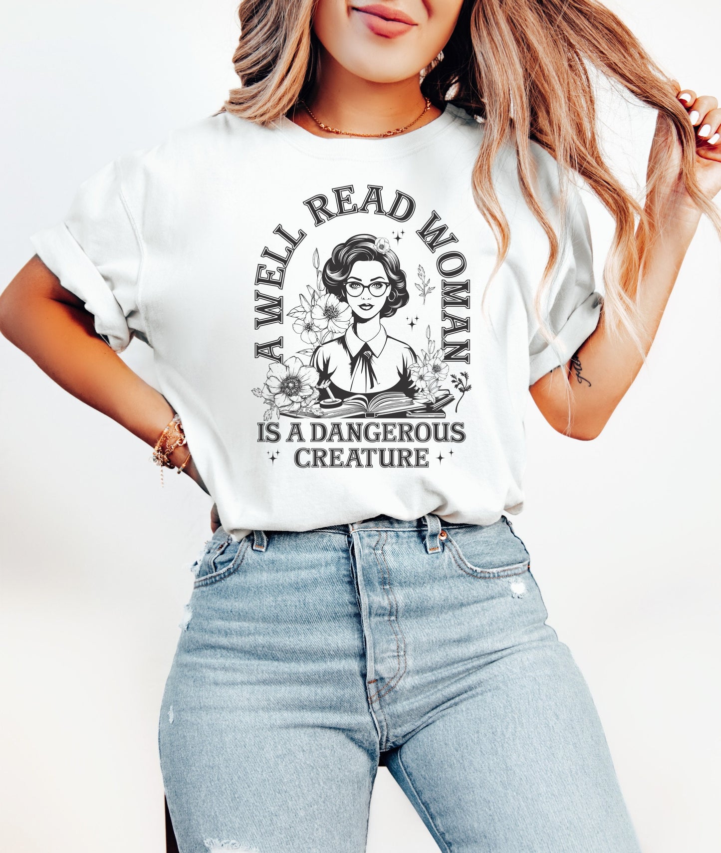 A Well Read Woman is a Dangerous Creature Book Shirt, Book Lover Shirt, Book TShirt, Reading Shirt, Book Club Shirt, Comfort Colors T-Shirt