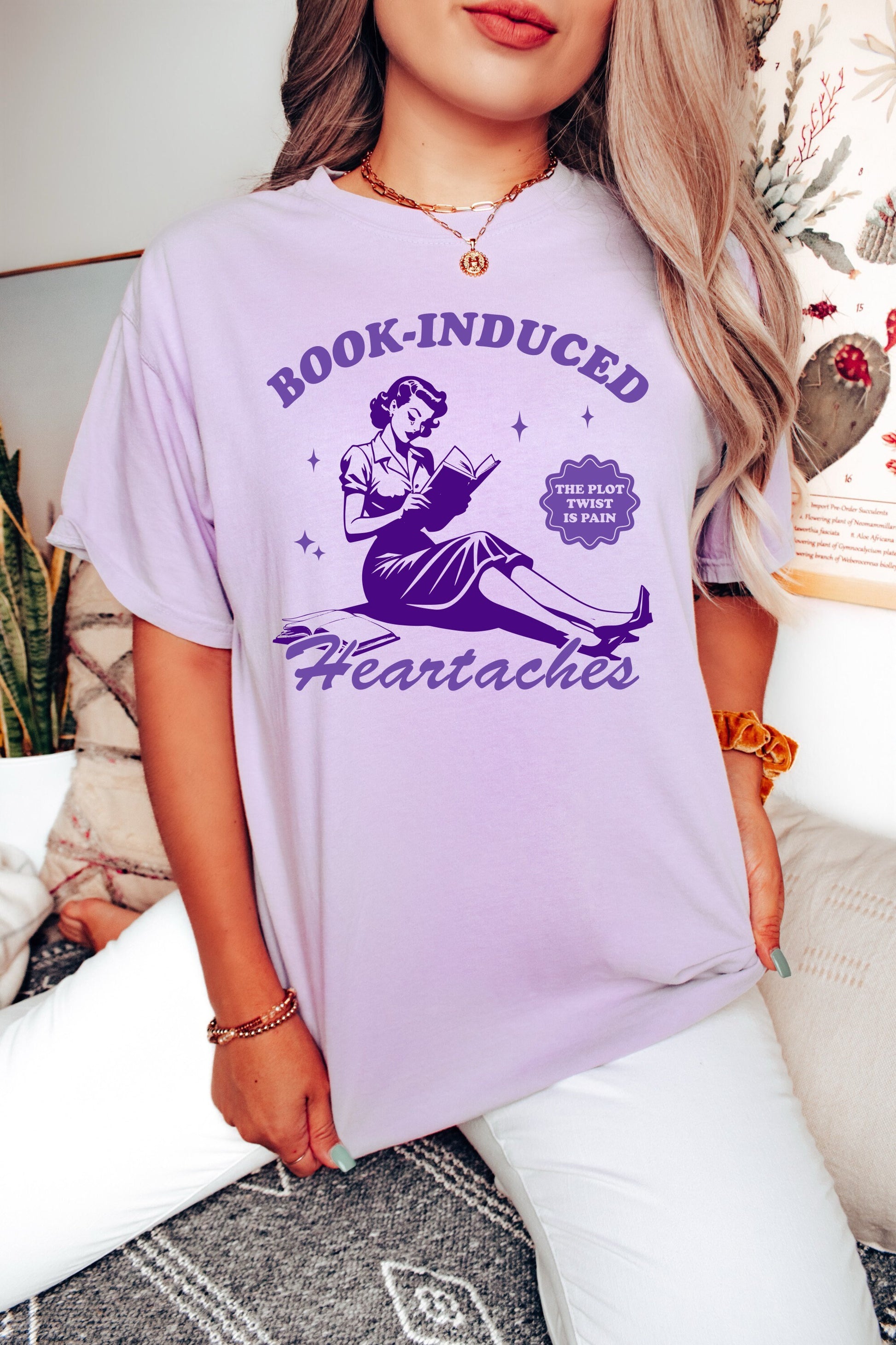 Book Induced Heartaches TShirt, Book Lover Shirt, Book T-Shirt women, Reading Shirts, Book Club Shirt, Book Shirt