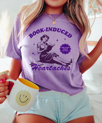 Book Induced Heartaches TShirt, Book Lover Shirt, Book T-Shirt women, Reading Shirts, Book Club Shirt, Book Shirt