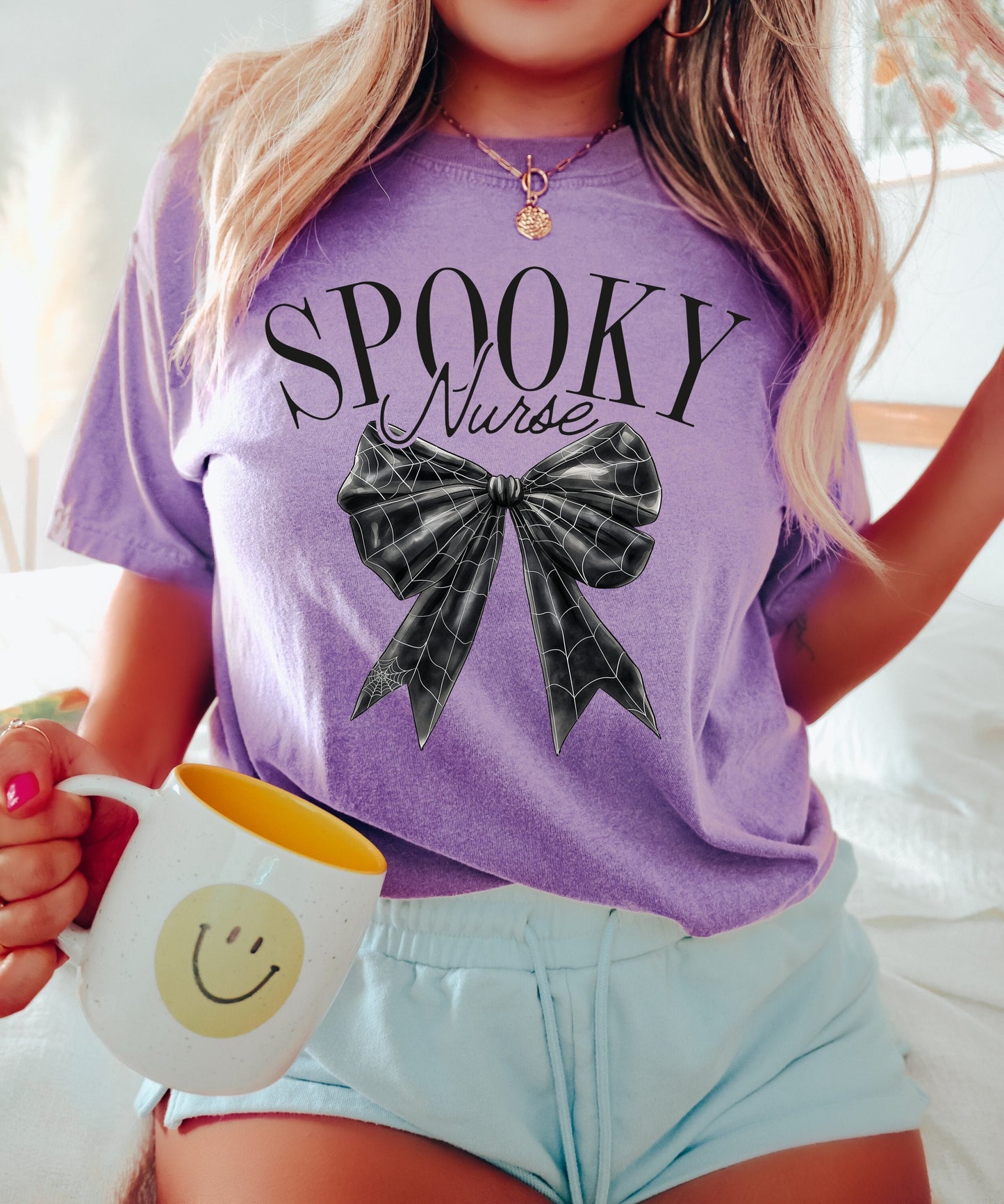 Spooky Nurse Spider Web Bow Halloween Shirt, Coquette Bow Halloween Shirt, Halloween Shirts, Spooky Season Shirt, Coquette Top, Nurse Shirt