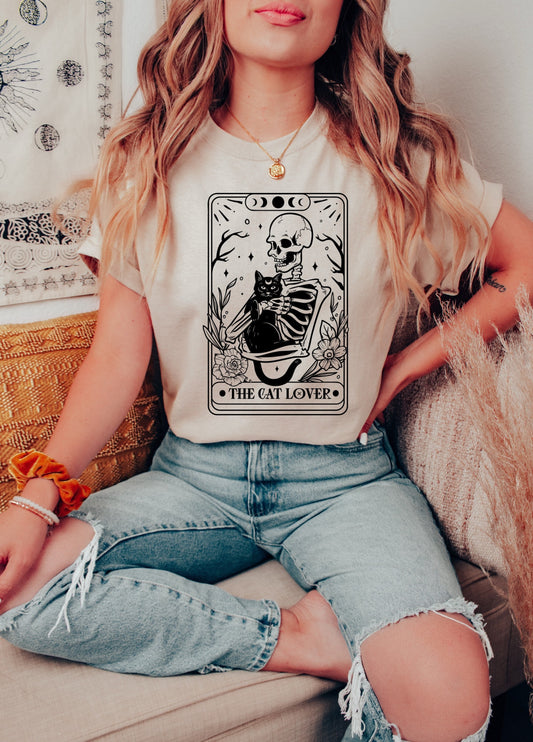 The Cat Lover Skeleton Tarot Card Shirt Graphic Shirt Funny Shirts Vintage Funny TShirts Unisex Shirt Nostalgia Shirt