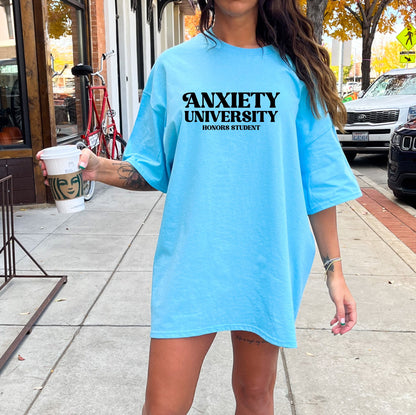 Anxiety University Honors Student Shirt Graphic Shirt Funny Shirts Vintage Funny TShirts Unisex Shirt Nostalgia Shirt