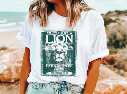 You've Got A Lion Inside Those Lungs Teal Shirt Christian Shirts Religious Tshirt Christian T-Shirts Bible Verse Shirt Boho Christian Shirt