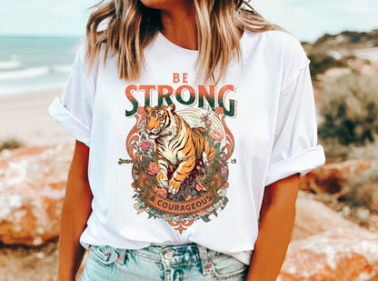 Be Strong and Courageous Christian Shirts, Religious Christian Shirts Bible Verse Shirt Boho Christian Shirt