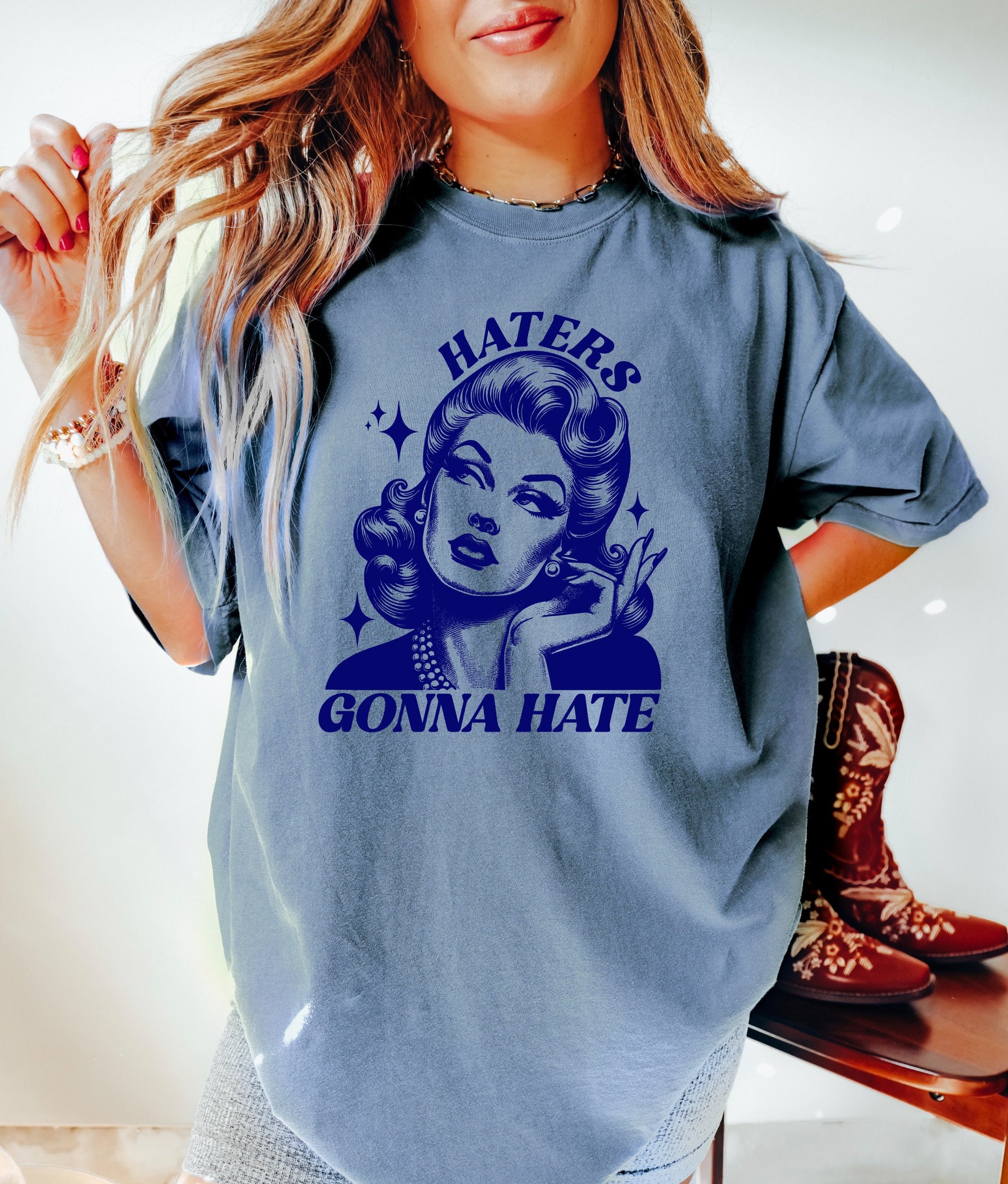 Haters Gonna Hate Shirt, Oversized Shirt, Retro Housewife, Funny Sarcastic Adult Humor, Trendy Tee, Comfort Colors Shirt