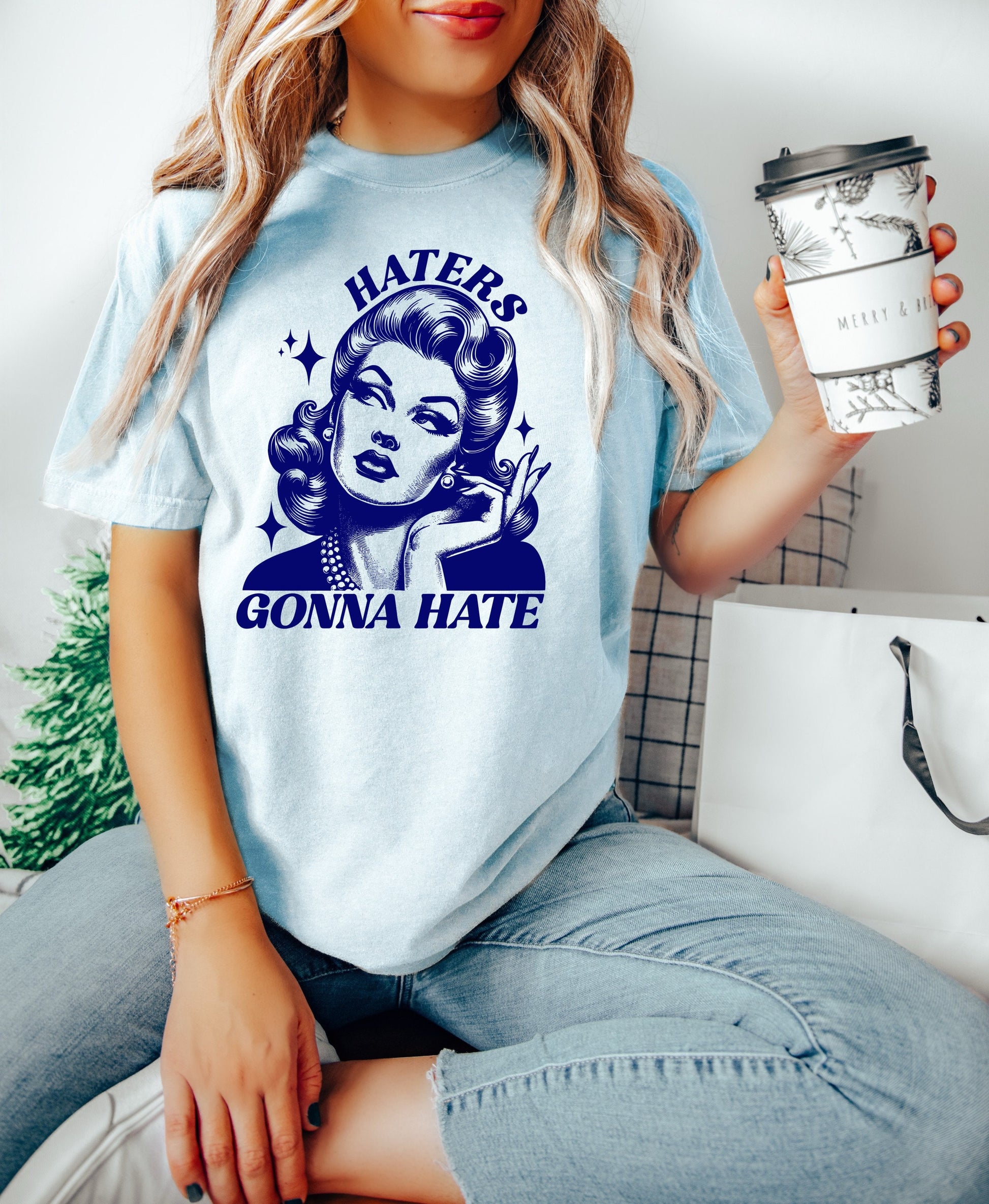 Haters Gonna Hate Shirt, Oversized Shirt, Retro Housewife, Funny Sarcastic Adult Humor, Trendy Tee, Comfort Colors Shirt