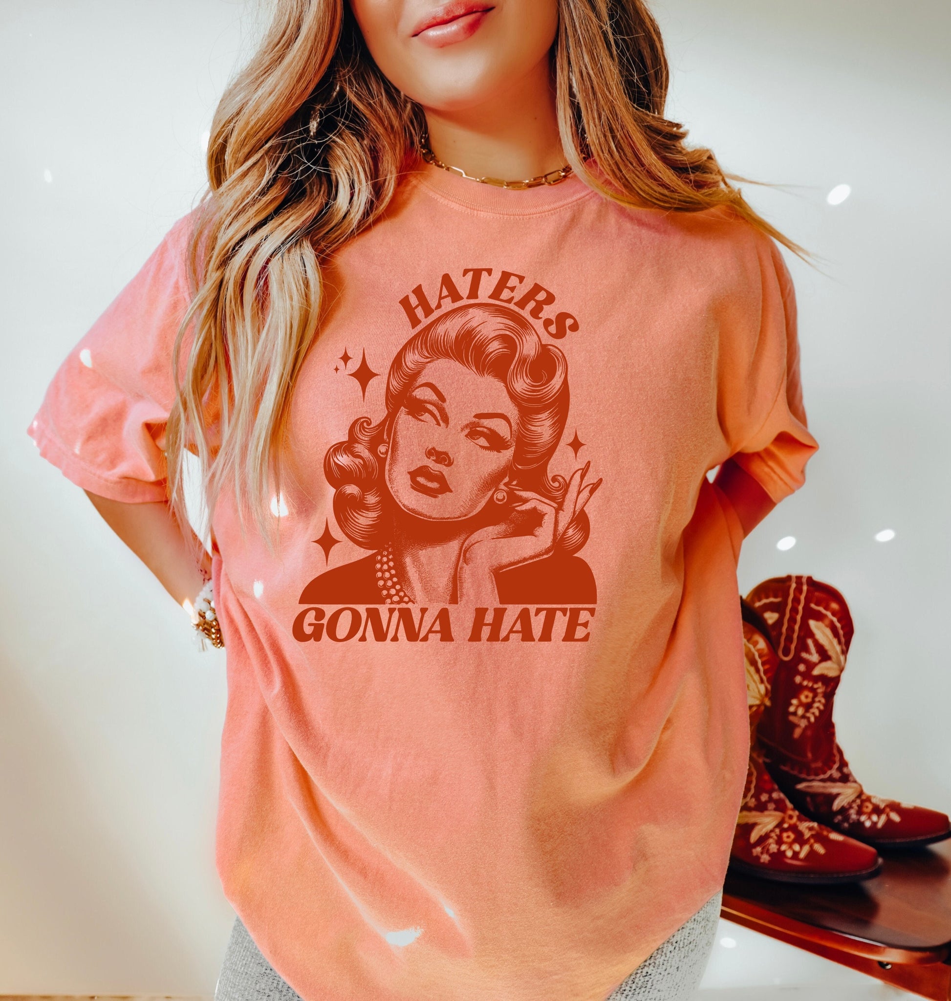 Haters Gonna Hate Shirt, Oversized Shirt, Retro Housewife, Funny Sarcastic Adult Humor, Trendy Tee, Comfort Colors Shirt