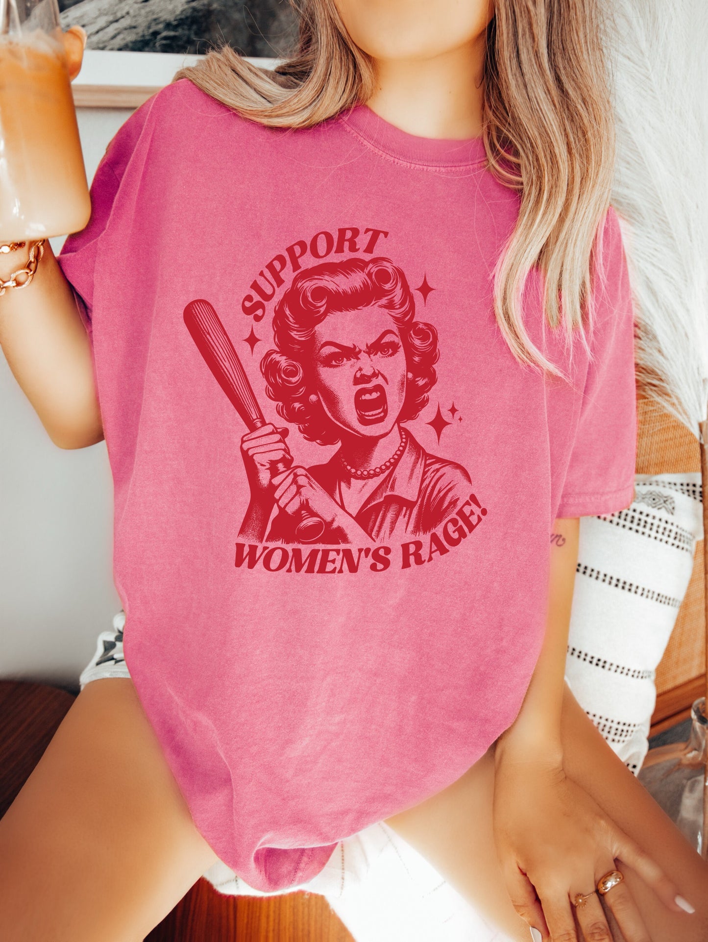 Support Womens Rage Shirt, Oversized Shirt, Retro Housewife, Funny Sarcastic Adult Humor, Trendy Tee, Comfort Colors Shirt