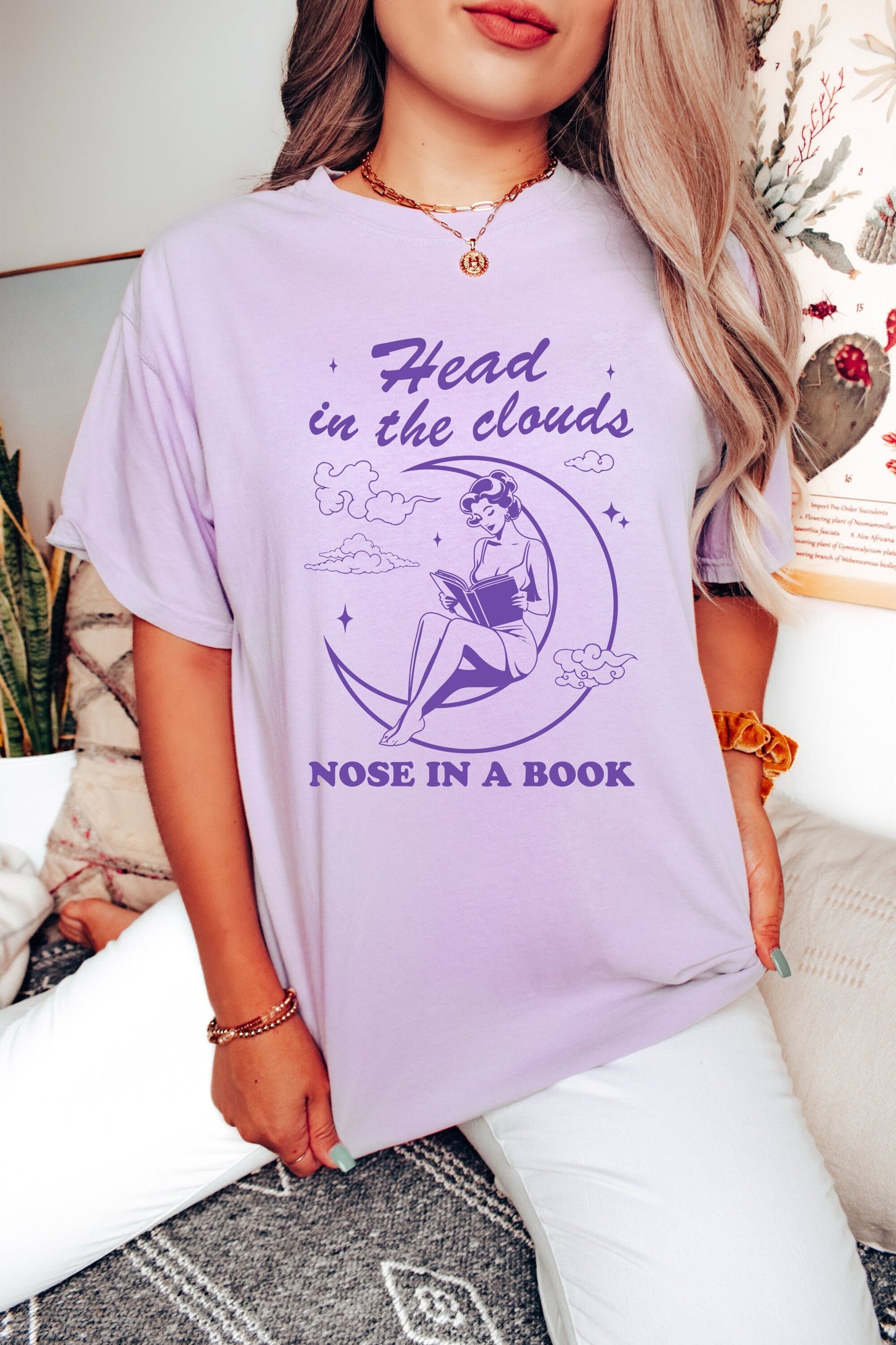 Head in the Clouds Nose in a Book TShirt Book Lover Shirt Book TShirt women Reading Shirts Book Club Shirt Comfort Colors