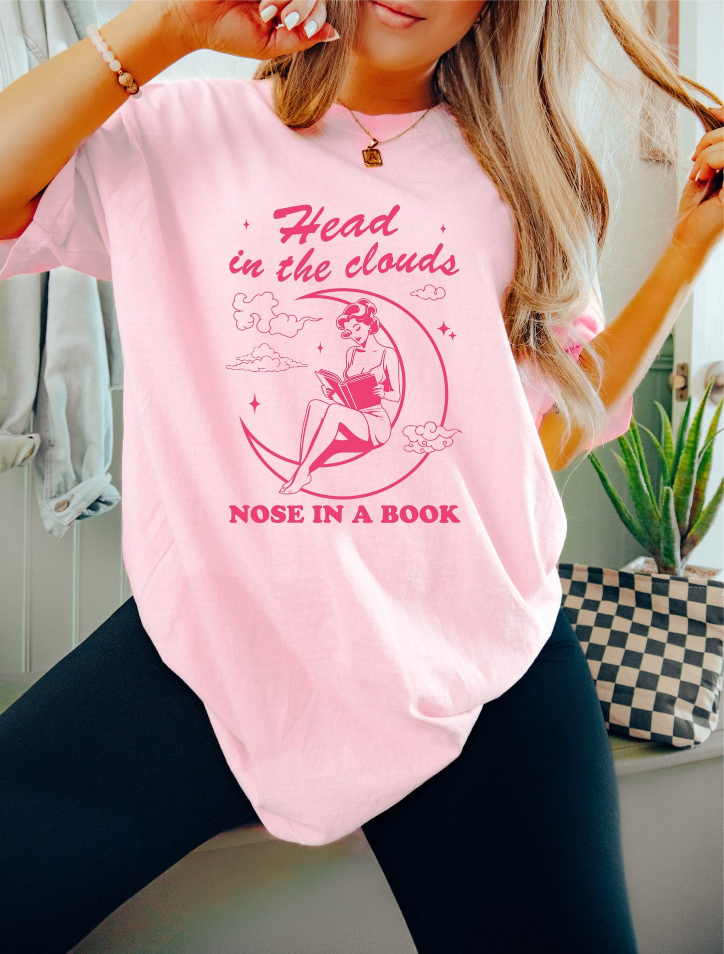 Head in the Clouds Nose in a Book TShirt Book Lover Shirt Book TShirt women Reading Shirts Book Club Shirt Comfort Colors