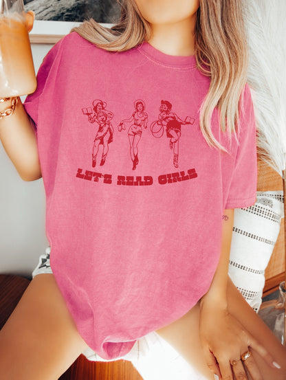 Let's Read Girls Cowgirl Book Shirt, Book Lover Shirt, Book TShirt, women Reading Shirts, Book Club Shirt, Comfort Colors TShirt, Book Merch