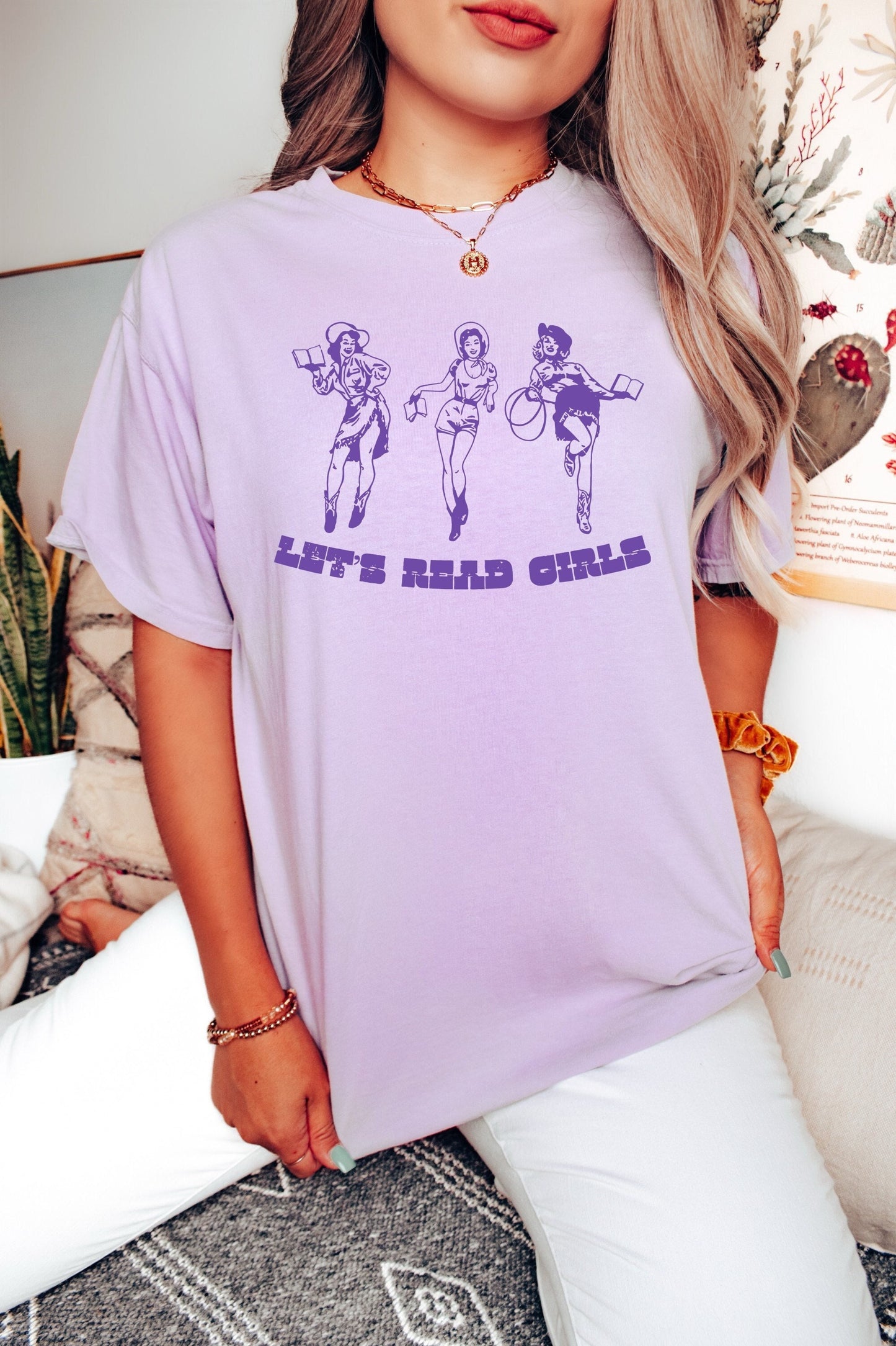 Let's Read Girls Cowgirl Book Shirt, Book Lover Shirt, Book TShirt, women Reading Shirts, Book Club Shirt, Comfort Colors TShirt, Book Merch