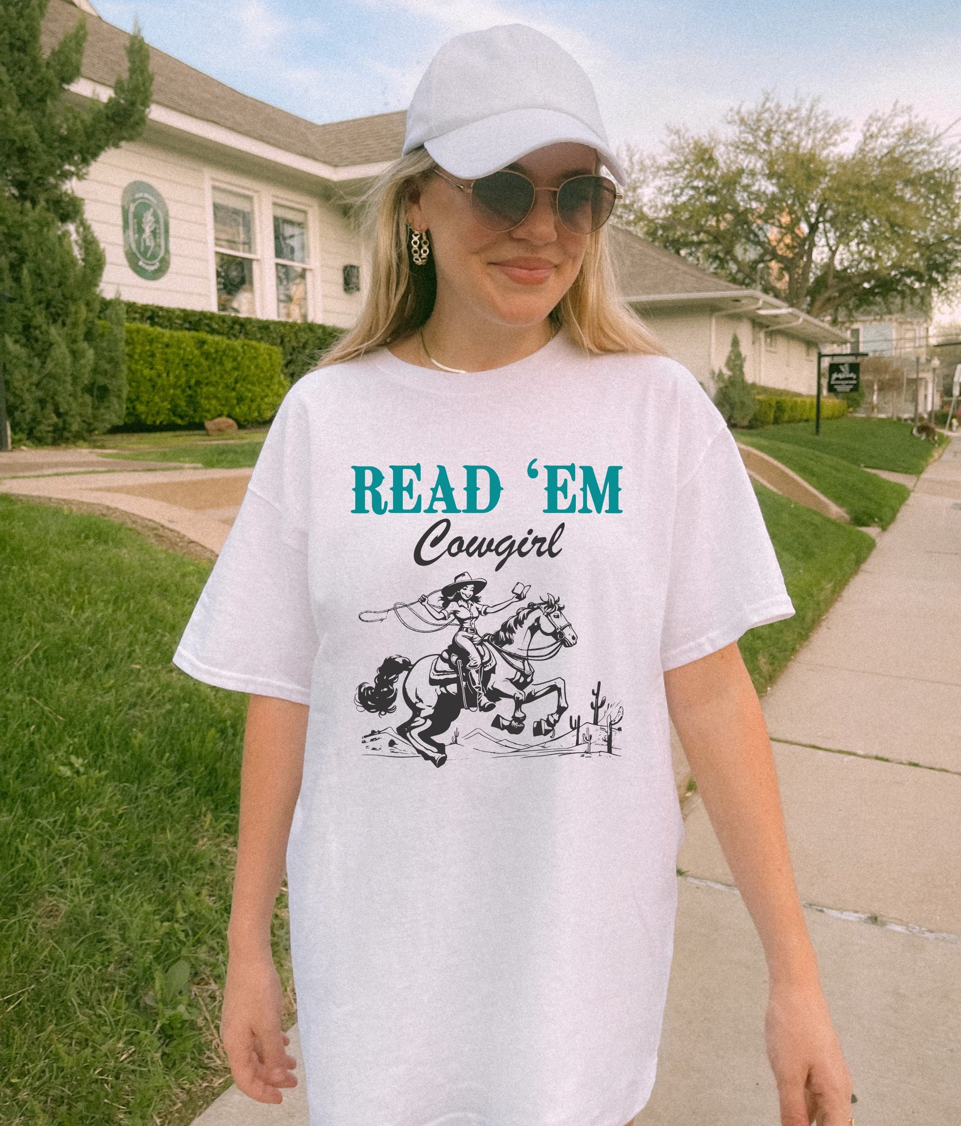 Western Chic: Graphic Tee with Read 'Em Cowgirl Book Design