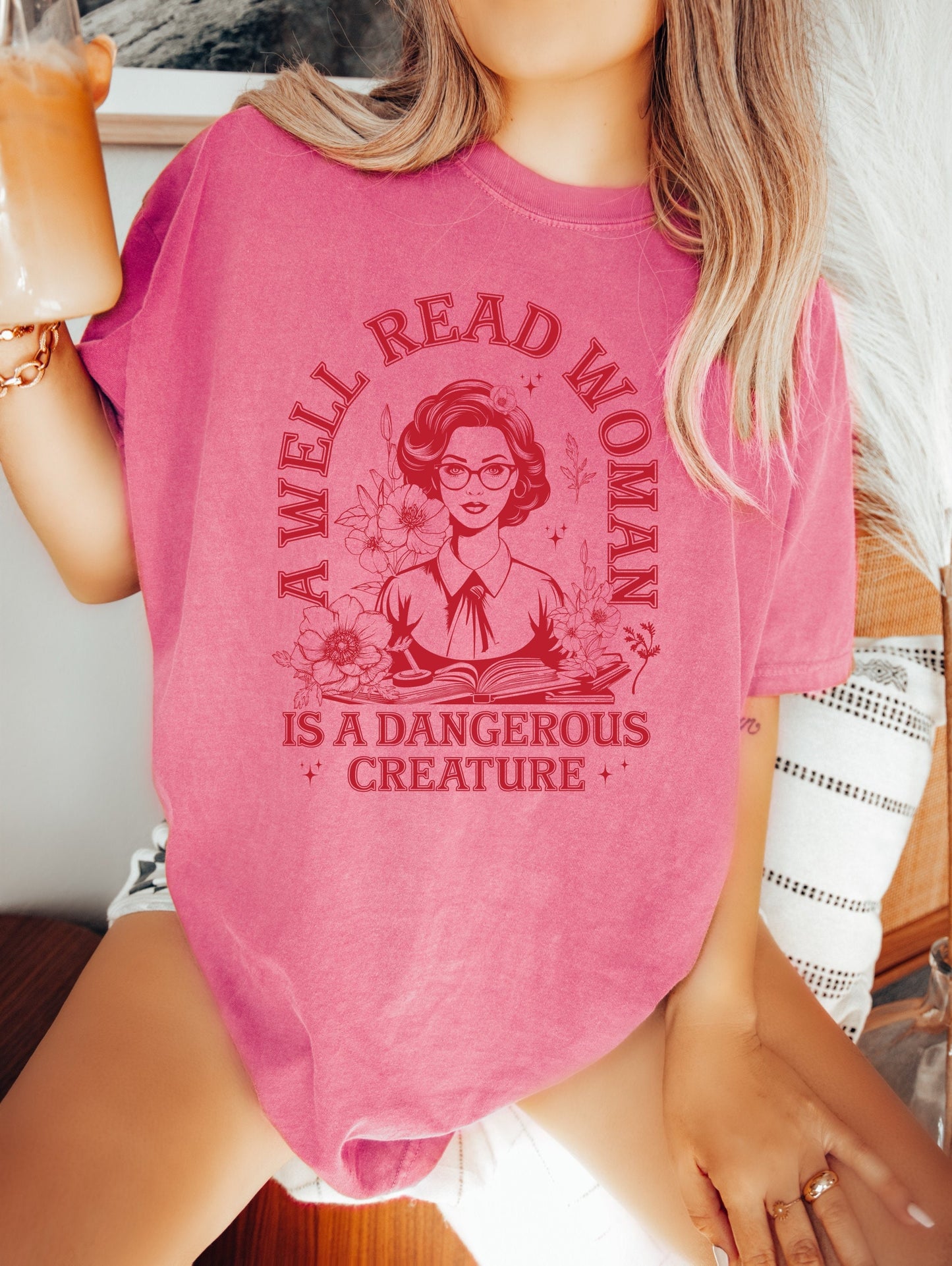 A Well Read Woman is a Dangerous Creature Book Shirt, Book Lover Shirt, Book TShirt, Reading Shirt, Book Club Shirt, Comfort Colors T-Shirt