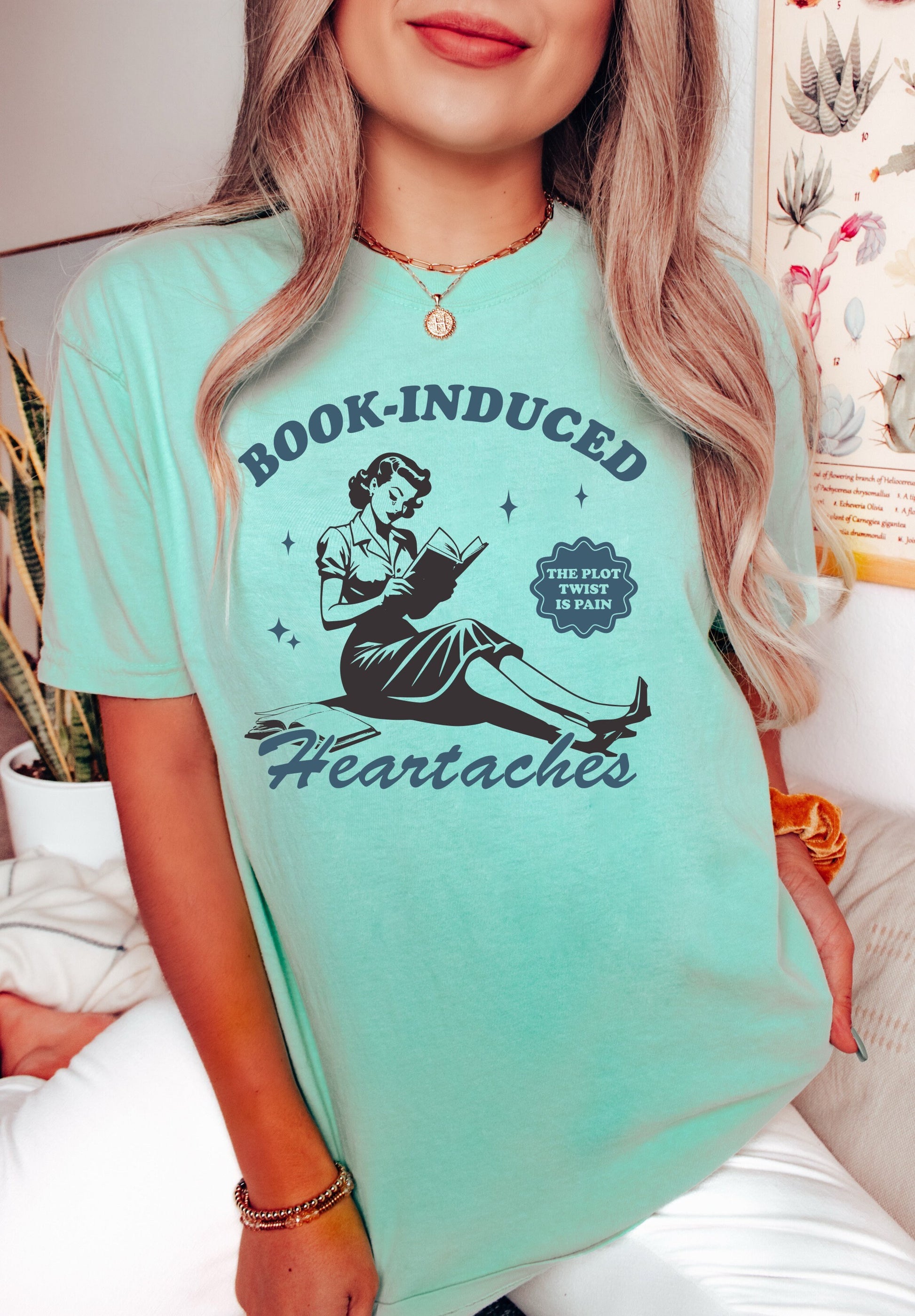 Book Induced Heartaches TShirt, Book Lover Shirt, Book T-Shirt women, Reading Shirts, Book Club Shirt, Book Shirt