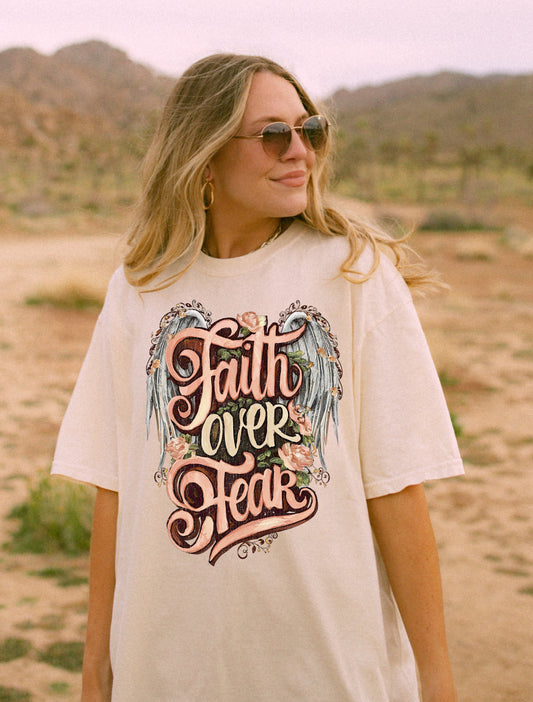 Faith Over Fear Christian Shirts, Religious Christian Shirts Bible Verse Shirt Boho Christian Shirt