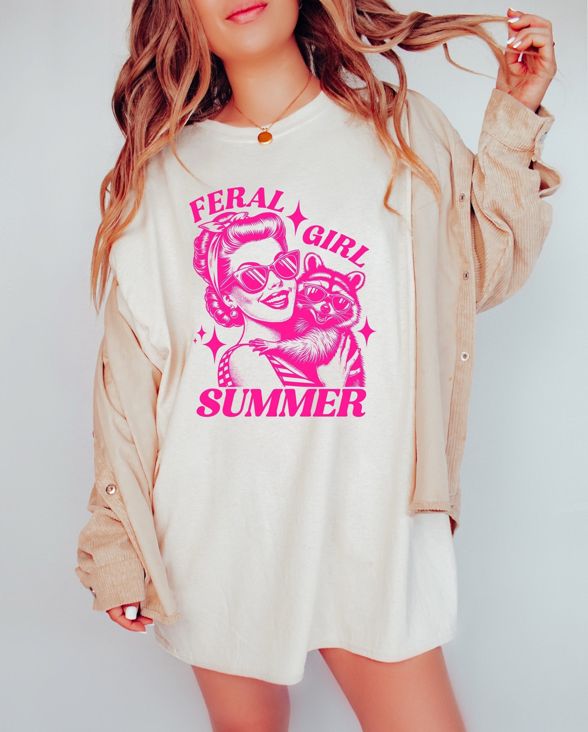 Feral Girl Summer Shirt Graphic Shirt Retro Adult Shirt Vintage Shirt Nostalgia Relaxed Shirt Funny Gift