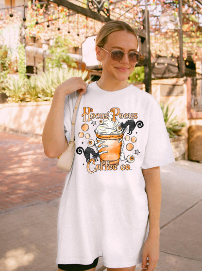 Cute Cat Coffee Co Halloween Shirt, Cute Halloween T-Shirt, Halloween Shirts, Spooky Season Shirt