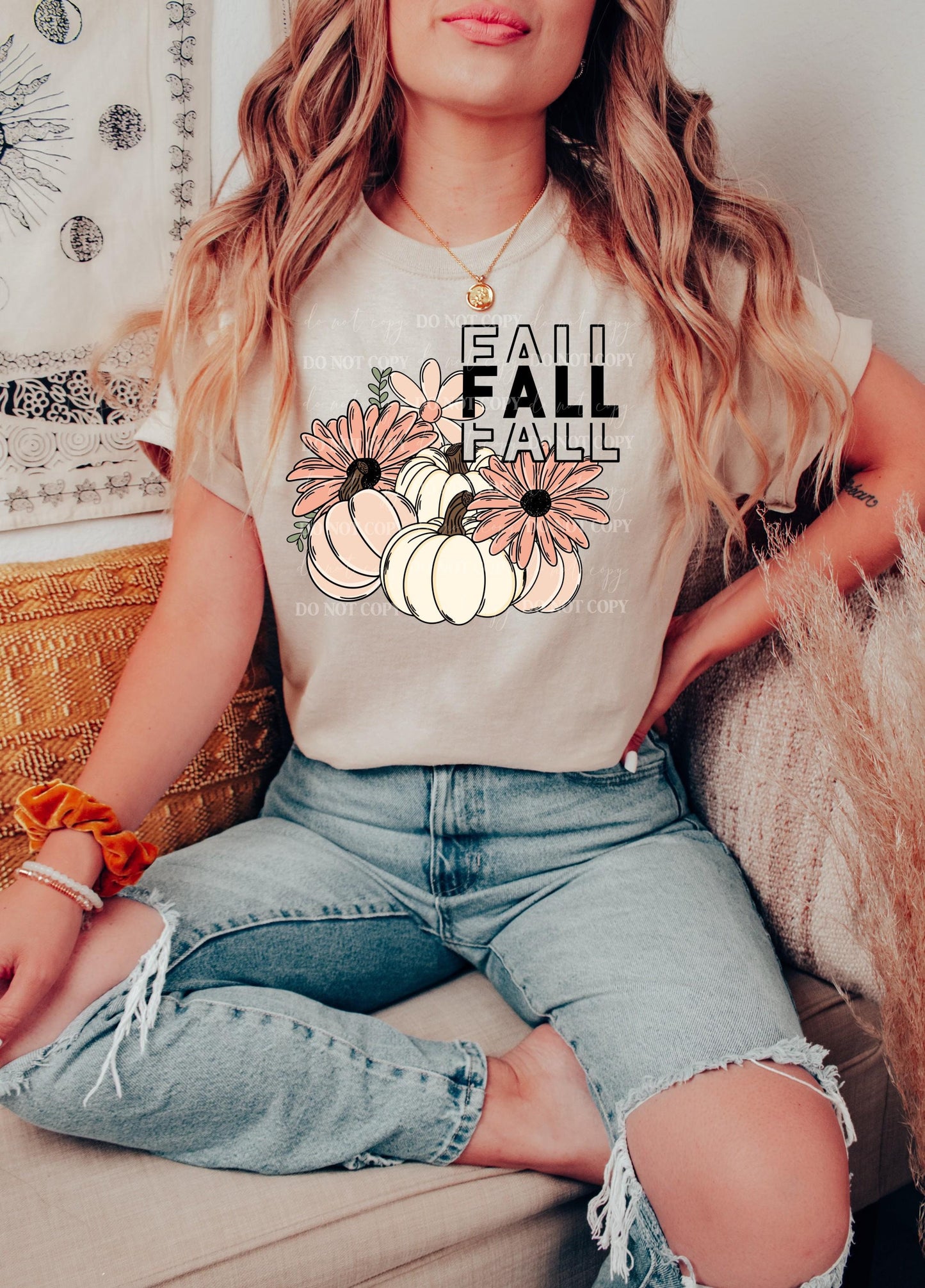 Fall Fall Fall Floral Pumpkins Shirt, Cute Autumn T-Shirt, Fall Weather Shirts, Spooky Season Shirt