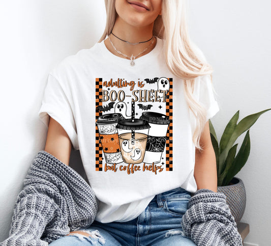 Adulting is Boo-Sheet Halloween Shirt, Cute Halloween T-Shirt, Halloween Shirts, Spooky Season Shirt