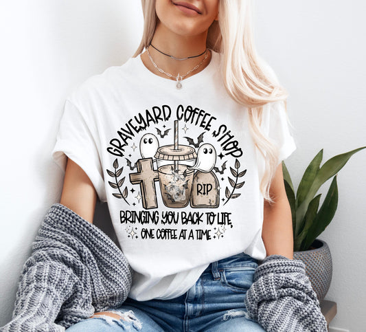 Graveyard Coffee Shop Halloween Shirt, Cute Halloween T-Shirt, Halloween Shirts, Spooky Season Shirt