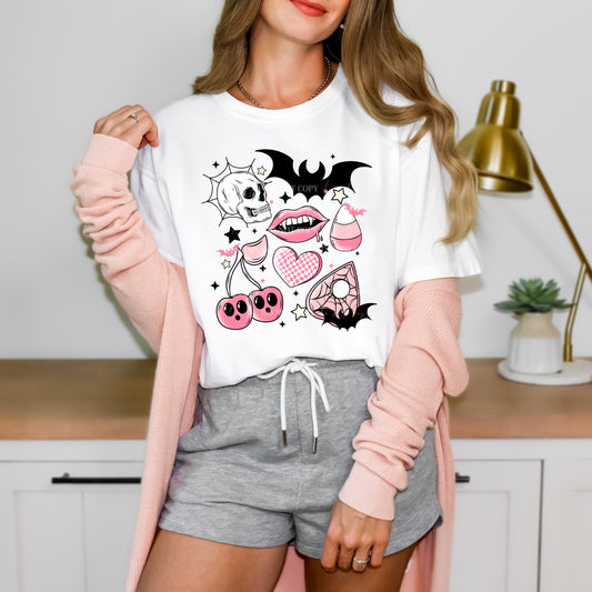 Spooky Doodles Pink Halloween Shirt, Cute Halloween T-Shirt, Halloween Shirts, Spooky Season Shirt