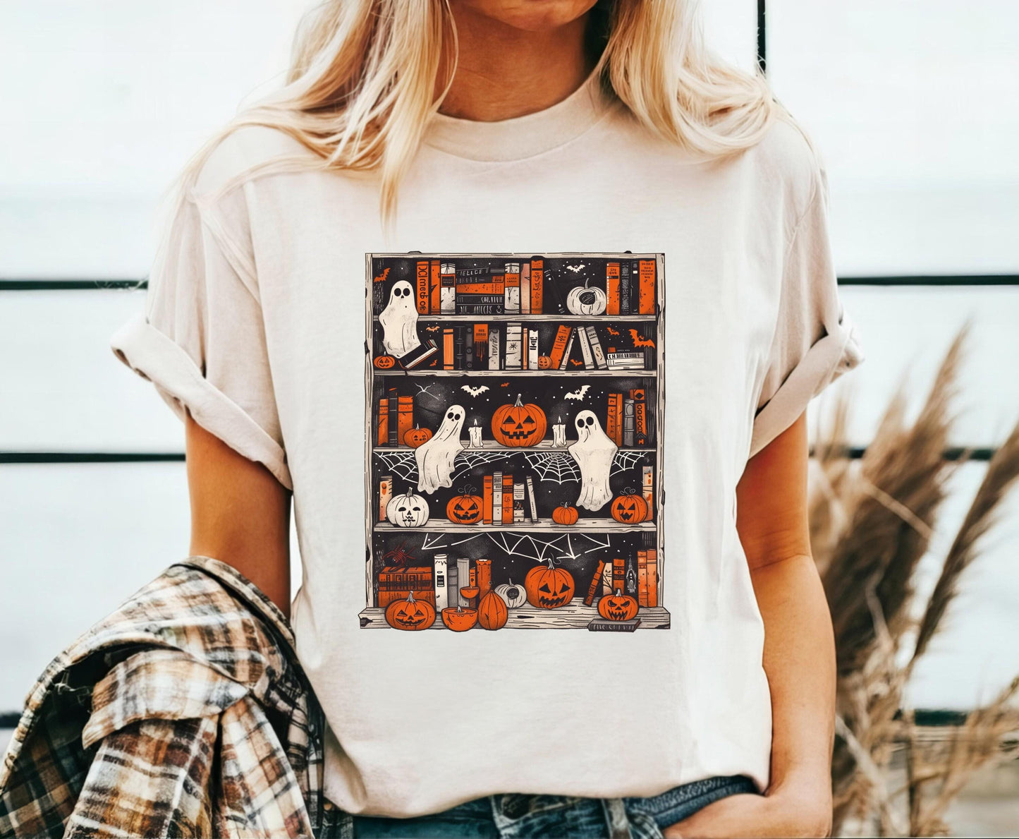 Ghost Book Shelf Halloween T-Shirt Halloween Shirt, Cute Halloween T-Shirt, Halloween Shirts, Spooky Season Shirt