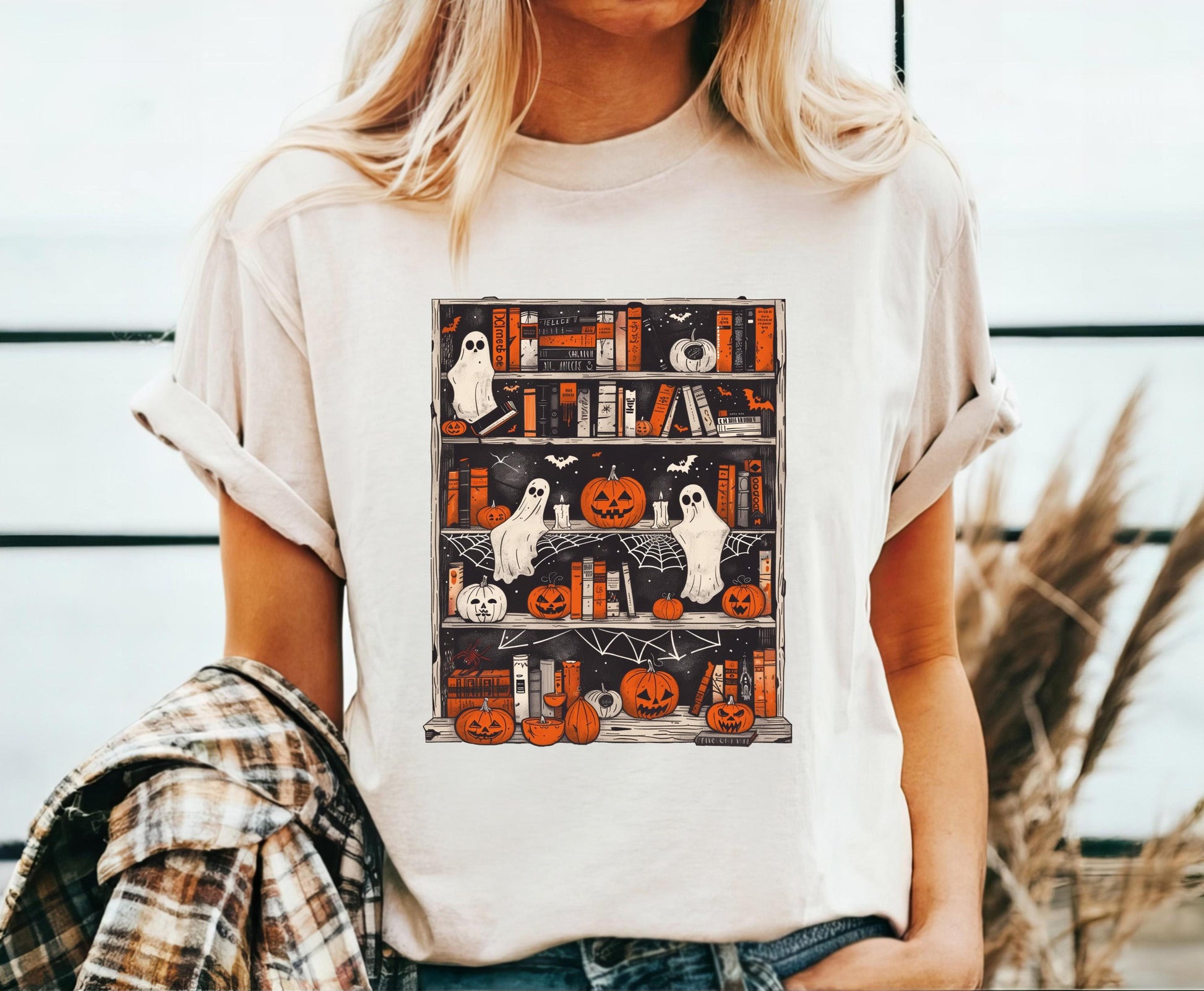 Halloween Book Shelf Shirt, Cute Halloween T-Shirt, Halloween Shirts, Spooky Season Shirt