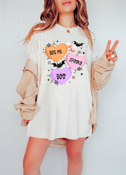 Bite Me Halloween Hearts Shirt, Cute Halloween T-Shirt, Halloween Shirts, Spooky Season Shirt