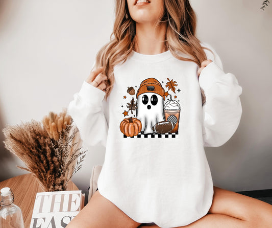 Football Ghost Halloween Sweatshirt, Cute Halloween Sweatshirt, Halloween Shirts, Spooky Season Shirt, Trendy Halloween Sweatshirt