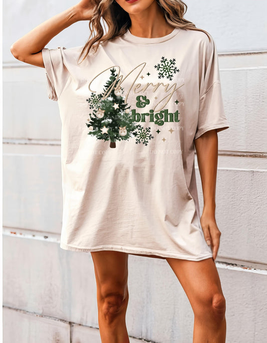 Merry and Bright Christmas Shirt, Cute Christmas T-Shirt, Christmas Shirts, Winter Season Shirt, Retro Christmas Shirt