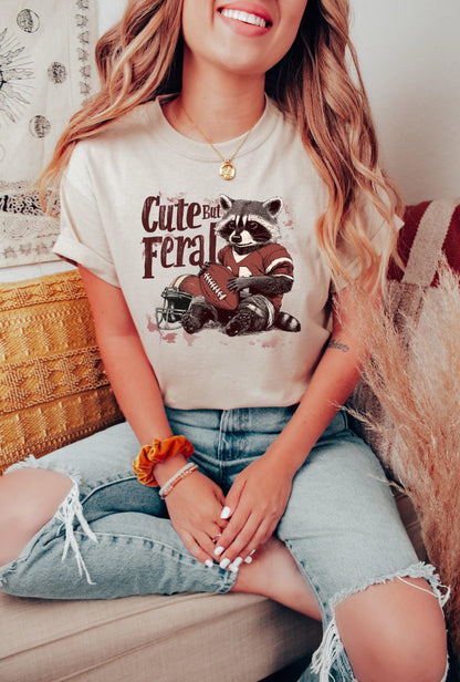 Cute But Feral Football Raccoon Shirt, Football Lover Shirt, Gift for Her, Retro Shirt, Graphic Shirt Sports Shirt, Cute Football Top