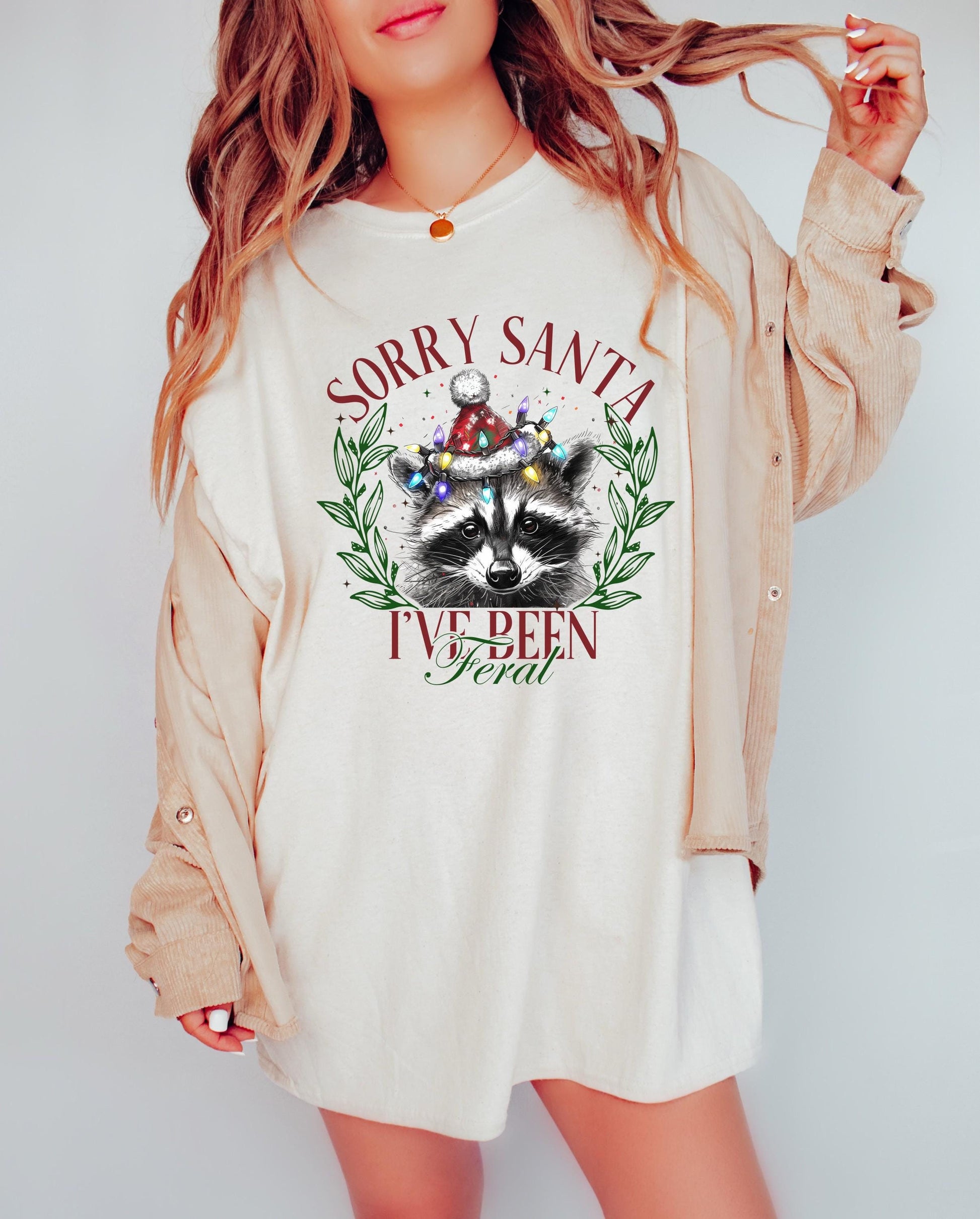 Sorry Santa I've Been Feral Raccoon Christmas Shirt, Cute Christmas T-Shirt, Christmas Shirts, Winter Season Shirt, Retro Christmas Shirt