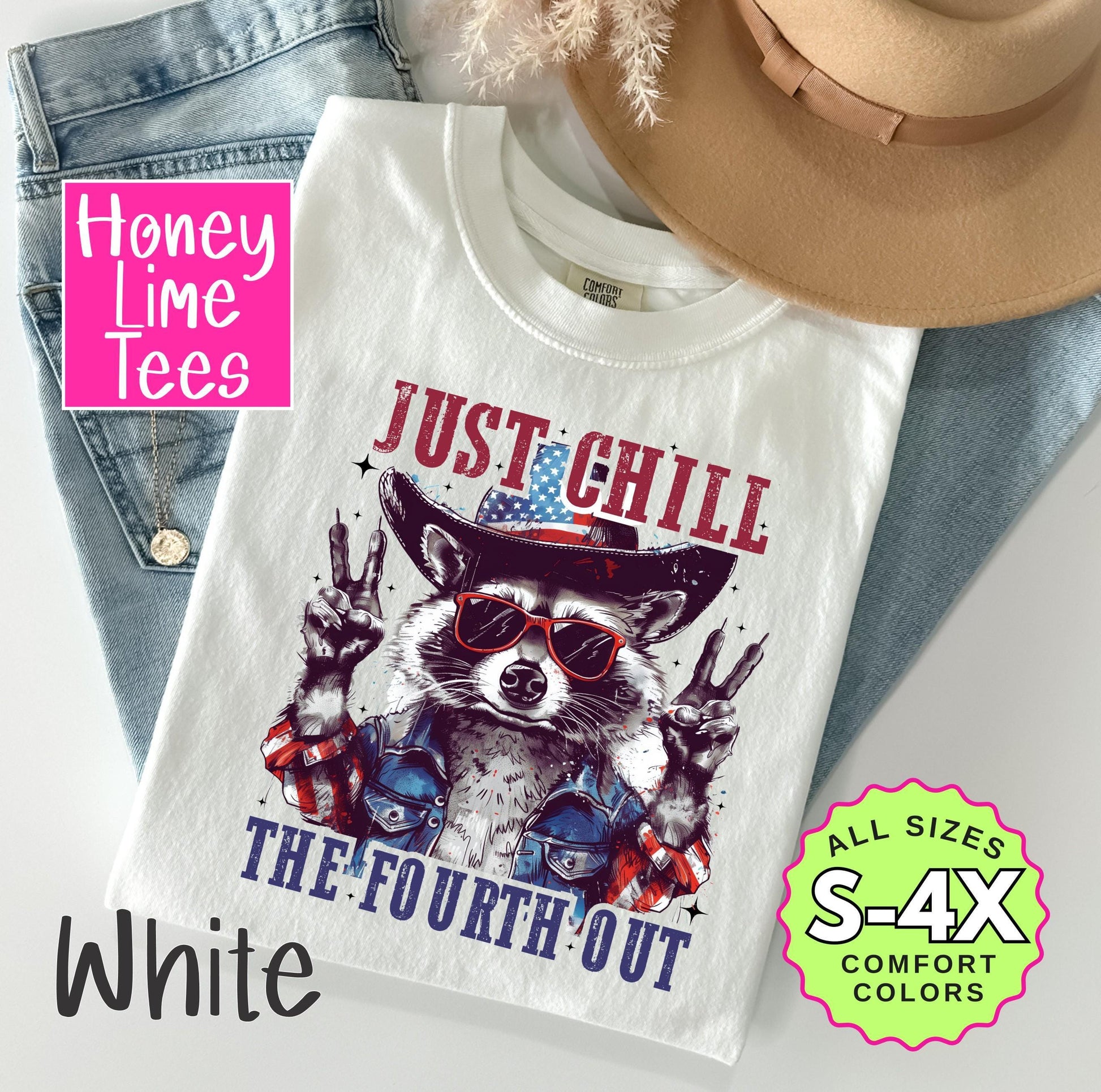Just Chill the Fourth Out Raccoon Shirt 4th of July - Patriotic BBQ Tee